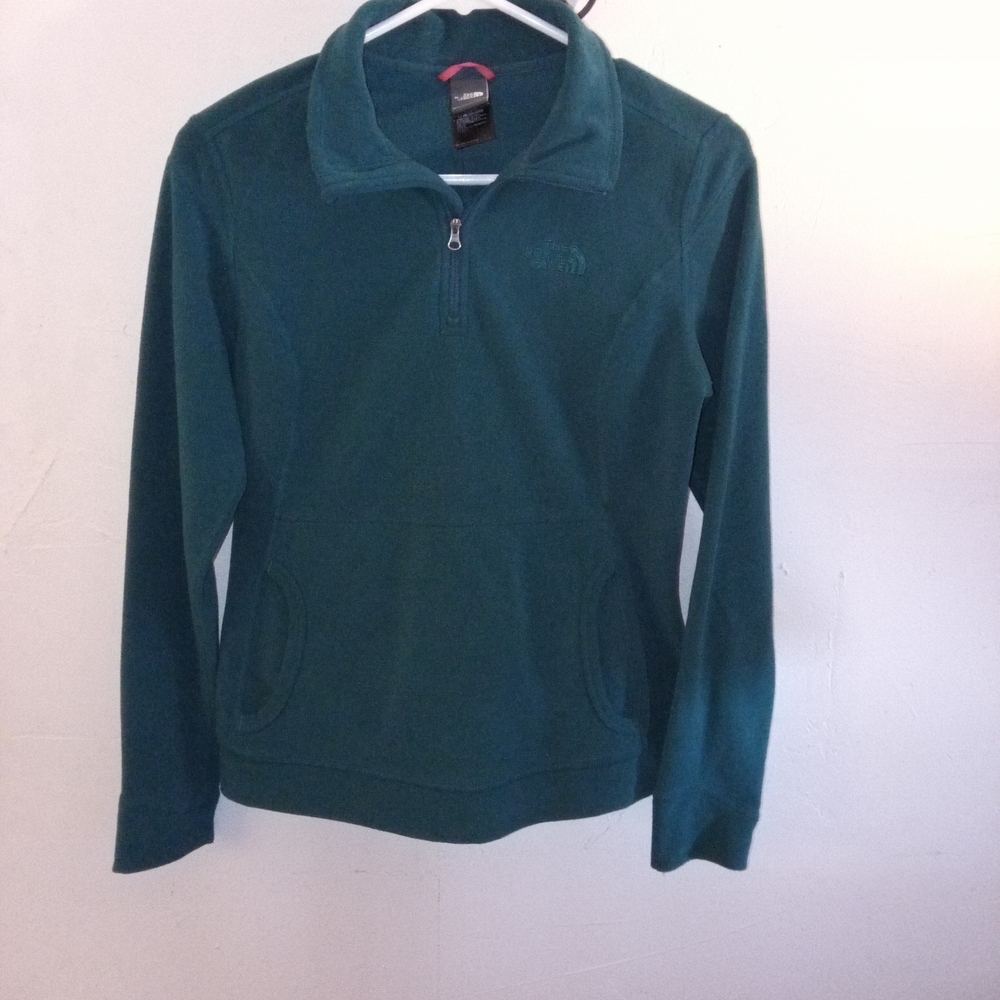 The North Face Women's 1/4 Zip Fleece Sweater Long Sleeve Polyester Teal Small